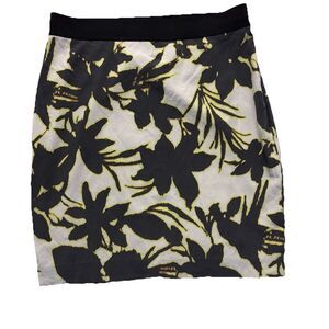 Floral Silk Pencil Skirt 10 Black $118 Office Clean‎ girl Preppy Spring Summer